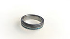 Damascus Steel Engagement Ring: Titanium Ring with Turquoise Inlay