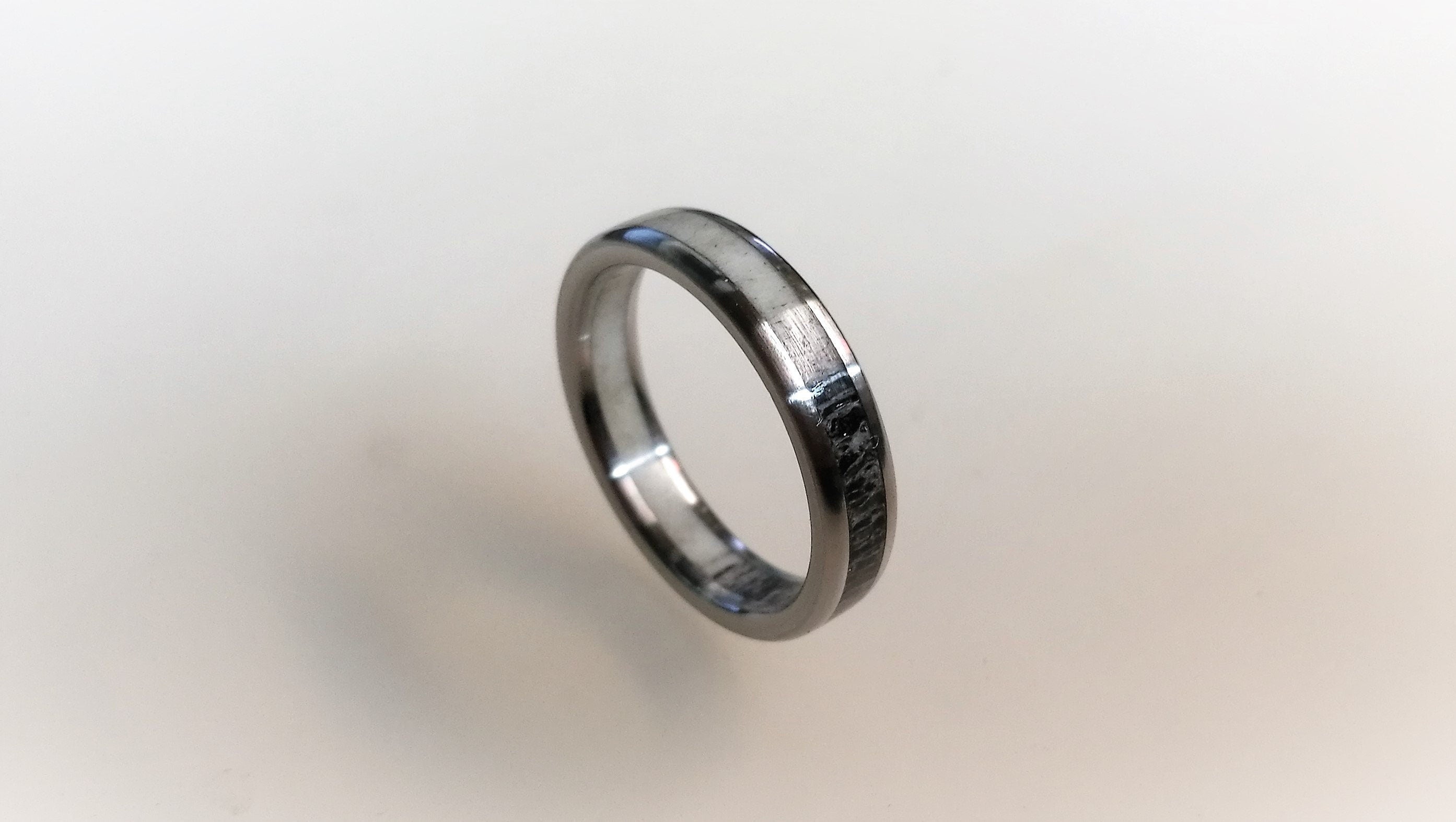 Titanium Ring with Deer Antler Inlay: 5mm Band