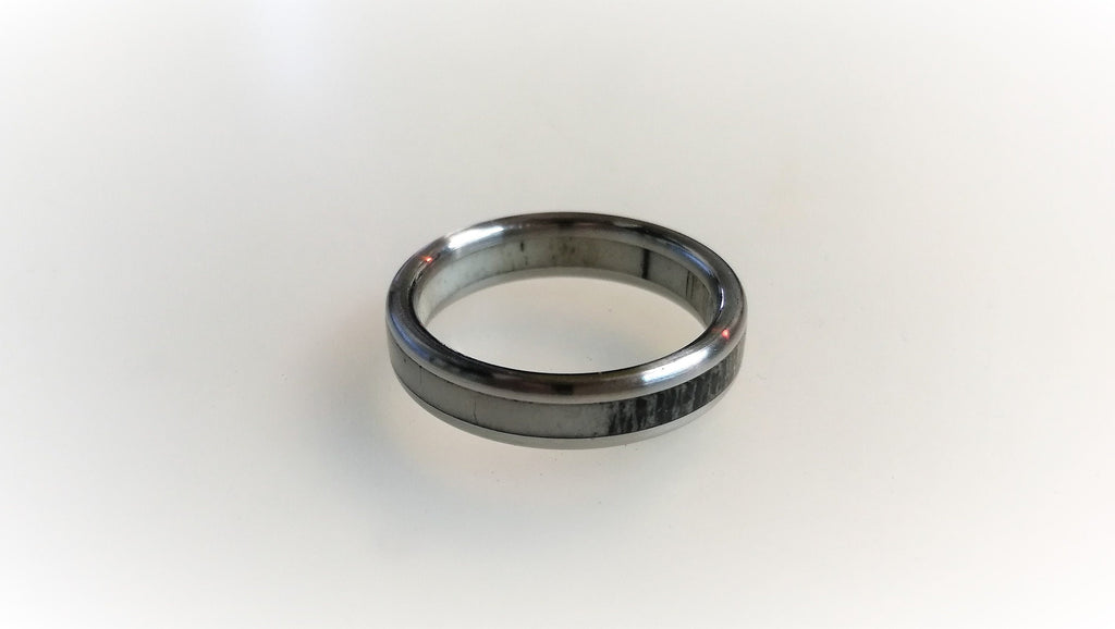 Titanium Ring with Deer Antler Inlay: 5mm Band