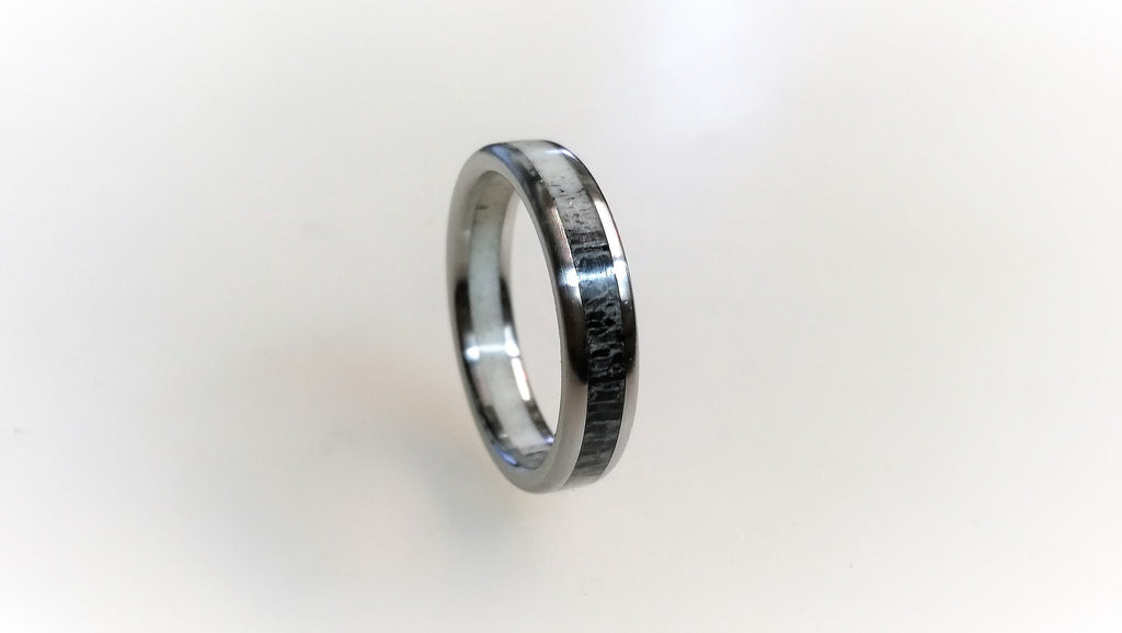 Titanium Ring with Deer Antler Inlay: 5mm Band