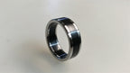 Titanium Ring with Ebony Wood Inlay: Mens Wedding Band