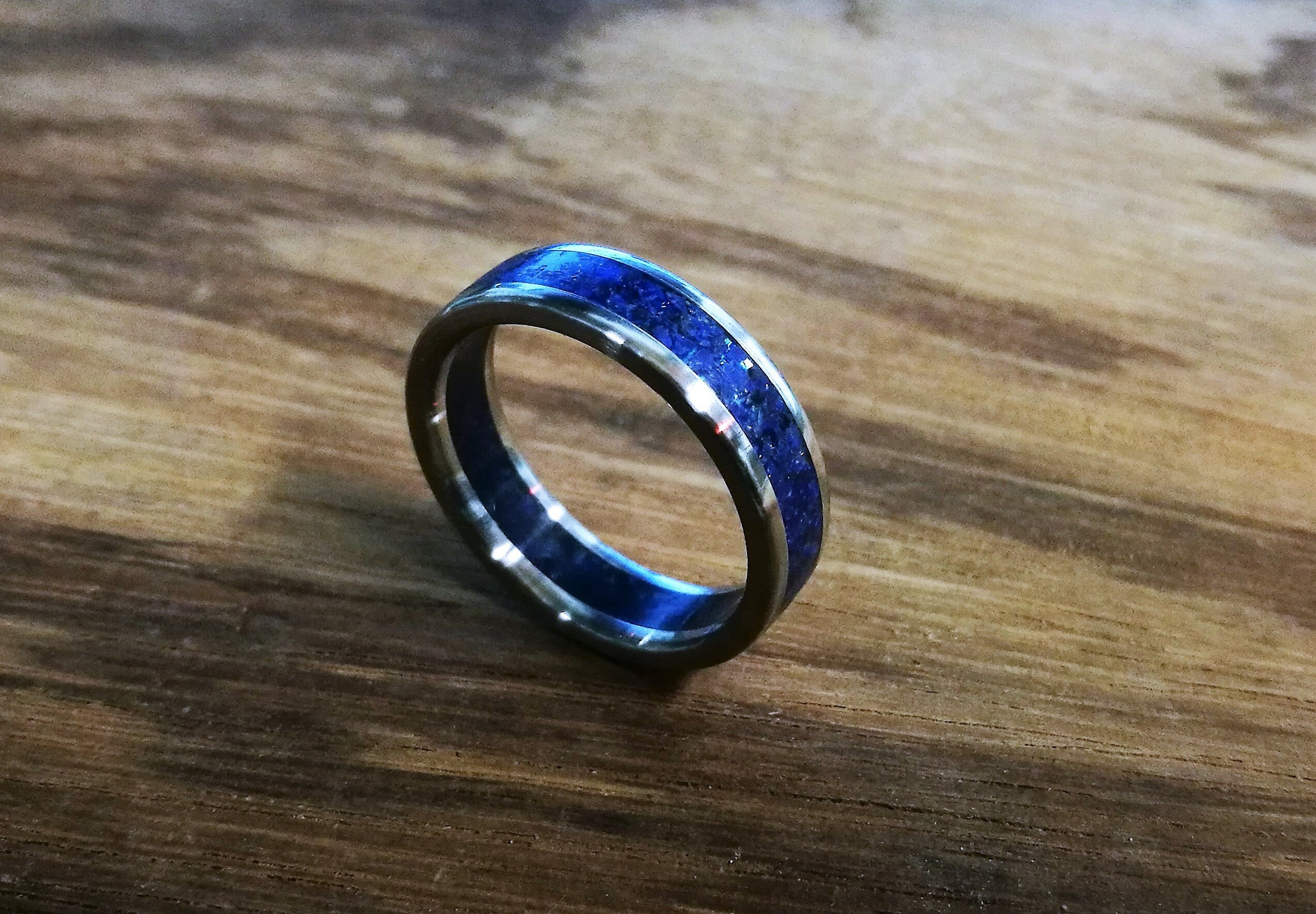 Titanium Ring with Lapis Lazuli Inlay: 6mm Band