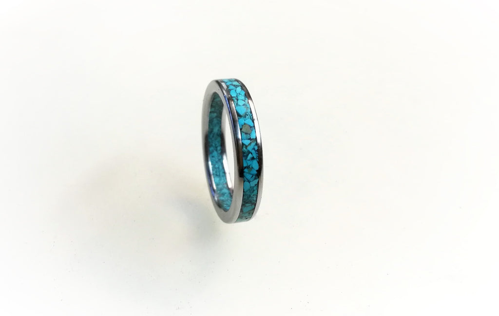 Titanium Ring with Turquoise Inlay: Unique Engagement Ring