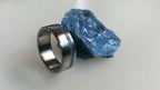 Titanium Wedding Band: Blue Opal Inlay Ring, Handmade