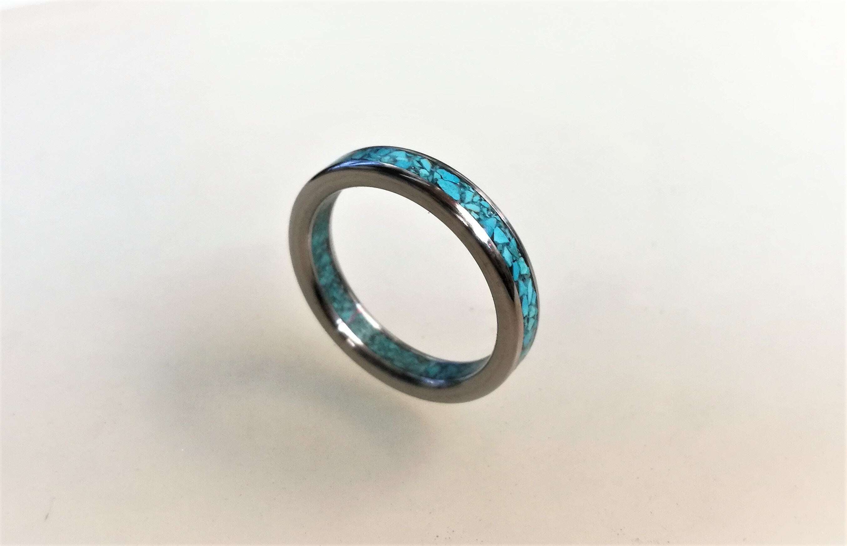 Titanium Ring with Turquoise Inlay: Unique Engagement Ring