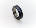 Titanium Ring: Ebony Wood & Amethyst Inlay, Handmade Band