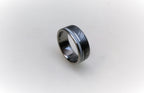 Damascus Steel Wedding Band: Titanium Ring with Deer Antler Inlay