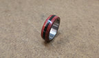 Titanium Ring: Red Heart Wood & Ebony Inlay, Handmade Band
