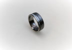 Damascus Steel Wedding Band: Titanium Ring with Deer Antler Inlay