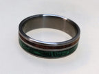 Titanium Ring: Malachite & Snake Wood Inlay, Wooden Wedding Band