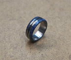 Titanium Wedding Band: Ebony Wood & Lapis Lazuli Inlay