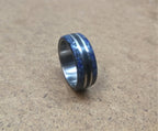 Titanium Wedding Band: Ebony Wood & Lapis Lazuli Inlay