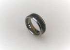 Tungsten Carbide Ring with Black Obsidian Inlay