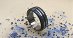 Titanium Wedding Band: Ebony Wood & Lapis Lazuli Inlay