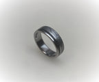 Damascus Steel & Black Obsidian Wedding Band - Handcrafted Titanium Ring for Couples, Engagement Ring