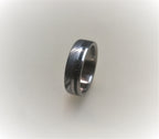 Damascus Steel & Black Obsidian Wedding Band - Handcrafted Titanium Ring for Couples, Engagement Ring