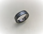 Damascus Steel & Black Obsidian Wedding Band - Handcrafted Titanium Ring for Couples, Engagement Ring