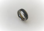 Tungsten Carbide Ring with Black Obsidian Inlay