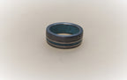 Damascus Steel Wedding Ring: Titanium & Turquoise Inlay Mens Band