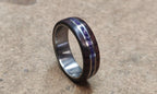 Titanium Ring: King Wood & Amethyst Inlay, Handmade Band