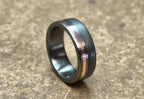 Damascus Steel Wedding Band: Titanium Ring with Copper Inlay