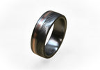 Damascus Steel Wedding Band: Titanium Ring with Copper Inlay