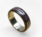 Titanium Ring: King Wood & Amethyst Inlay, Handmade Band