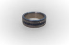 Damascus Wedding Band: Titanium Ring with Lapis Lazuli Inlay