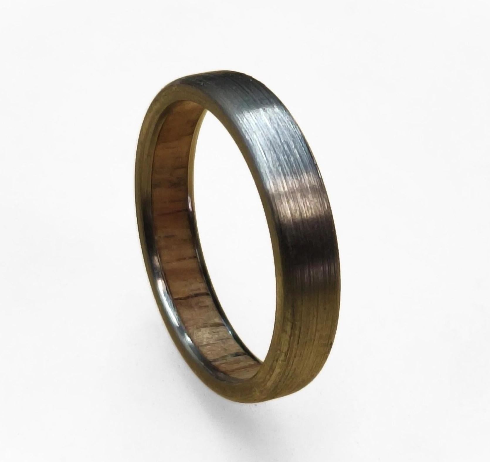 Unique Ring from Nature - Titanium and Secret Olive wood for you Love