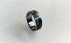 Titanium Ring: Cocobolo Wood & Turquoise Inlay Wedding Band