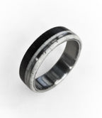 Titanium Ring: Ebony Wood & Deer Antler Inlay, Mens Wedding Band