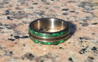 Titanium Wedding Band: Ebony Wood & Malachite Inlay