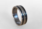 Handmade Titanium Ring: Guitar String & Ebony Wood Inlay, Musician Wedding Band