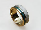 Brass Ring with Malachite and Deer Antler Inlay