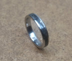 Elegant Titanium Ring with Black Obsidian Inlay - Womens Wedding Band