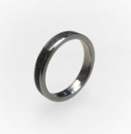 Elegant Titanium Ring with Black Obsidian Inlay - Womens Wedding Band