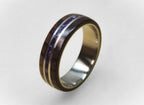 Titanium Ring: King Wood & Amethyst Inlay, Handmade Band