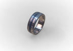 Damascus Wedding Band: Titanium Ring with Lapis Lazuli Inlay