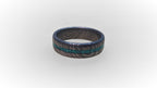Damascus Steel Wedding Band: Turquoise Inlay Ring, Handmade