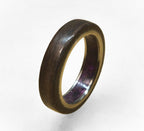 Titanium Wedding Band: Ziricote Wood & Amethyst Inlay