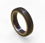 Titanium Wedding Band: Ziricote Wood & Amethyst Inlay