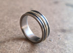 Handmade Titanium Ring: Guitar String & Ebony Wood Inlay, Musician Wedding Band