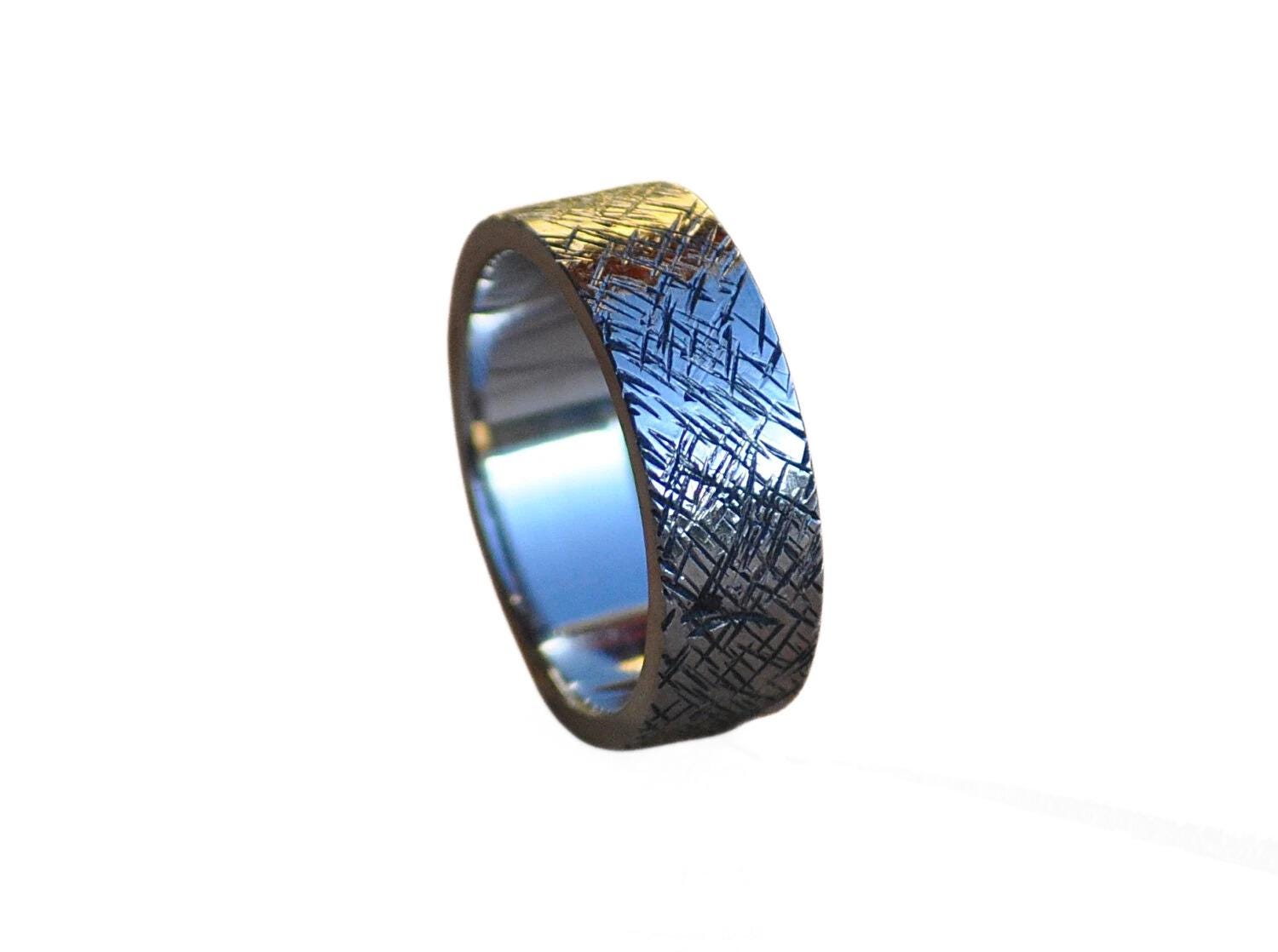 Handmade Hammered Stainless Steel Ring, Rustic Mens Wedding Band