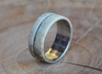 Deer Antler Ring: Stainless Steel Off-Center Wedding Band