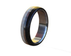 Handcrafted Stainless Steel Ring with Deer Antler and Ebony Wood Inlays