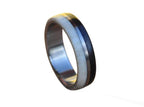 Handcrafted Stainless Steel Ring with Deer Antler and Ebony Wood Inlays