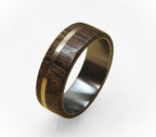 Titanium Ring: Bocote Wood & Bronze Inlay, Unisex Wedding Band