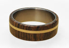 Titanium Ring: Bocote Wood & Bronze Inlay, Unisex Wedding Band
