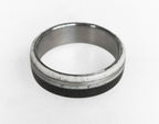 Titanium Ring: Ebony Wood & Deer Antler Inlay, Mens Wedding Band