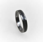 Elegant Titanium Ring with Black Obsidian Inlay - Womens Wedding Band